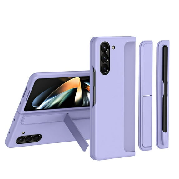 Frusde Compatible with Samsung Z Fold 5 Case with S Pen Kickstand All-Inclusive Shockproof Case-Purple B