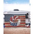 thumbnail image 5 of 4th of July RV Awning Sun Shade Screen 9'X15.3' Patriotic American Flag Eagle Mesh Sunscreen Red White and Blue Feather Awning Shade Screen with Zipper Completed Kits for RV Motorhome Camper, 5 of 7