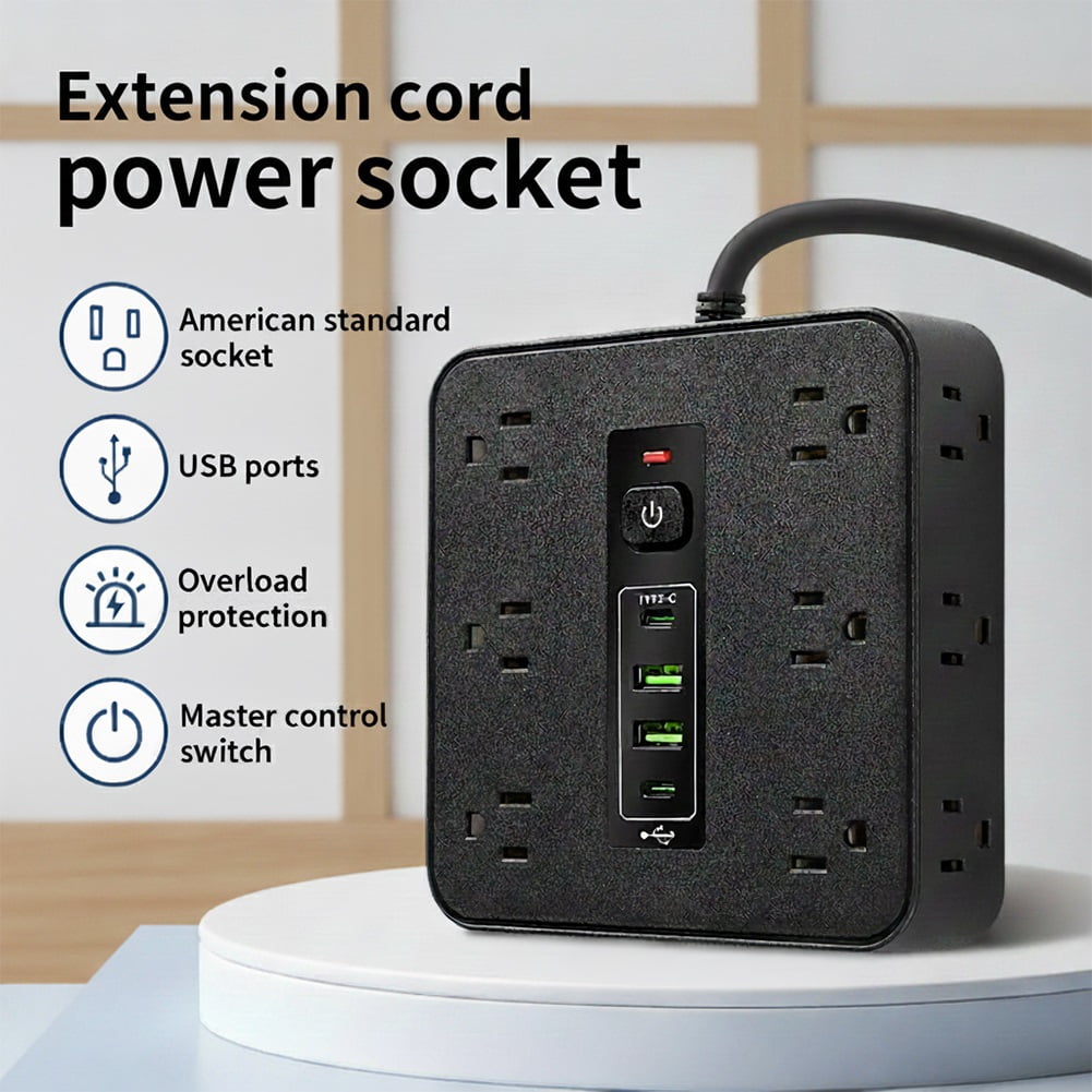 16-in-1 Power Strip with Switch & Surge Protection, Travel Extension Cord with USB Ports, Outlet Electrical Extender, 6.5FT Extension Cord On/Off Switch, 16 Outlet USB-C Power Strip