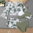 thumbnail image 2 of Fesfesfes Girls Swimsuit 4-Piece Pullover Rash Guard UPF 50+ Long Sleeve Shorts Set Cover Up Bathing Suit Size 8-12 Years Two Piece Set, 2 of 5