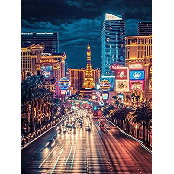 Las Vegas Night Street Scene Canvas Print/Wall Art， Perfect for Living Room，Office， Hotel， and Restaurant Decoration.