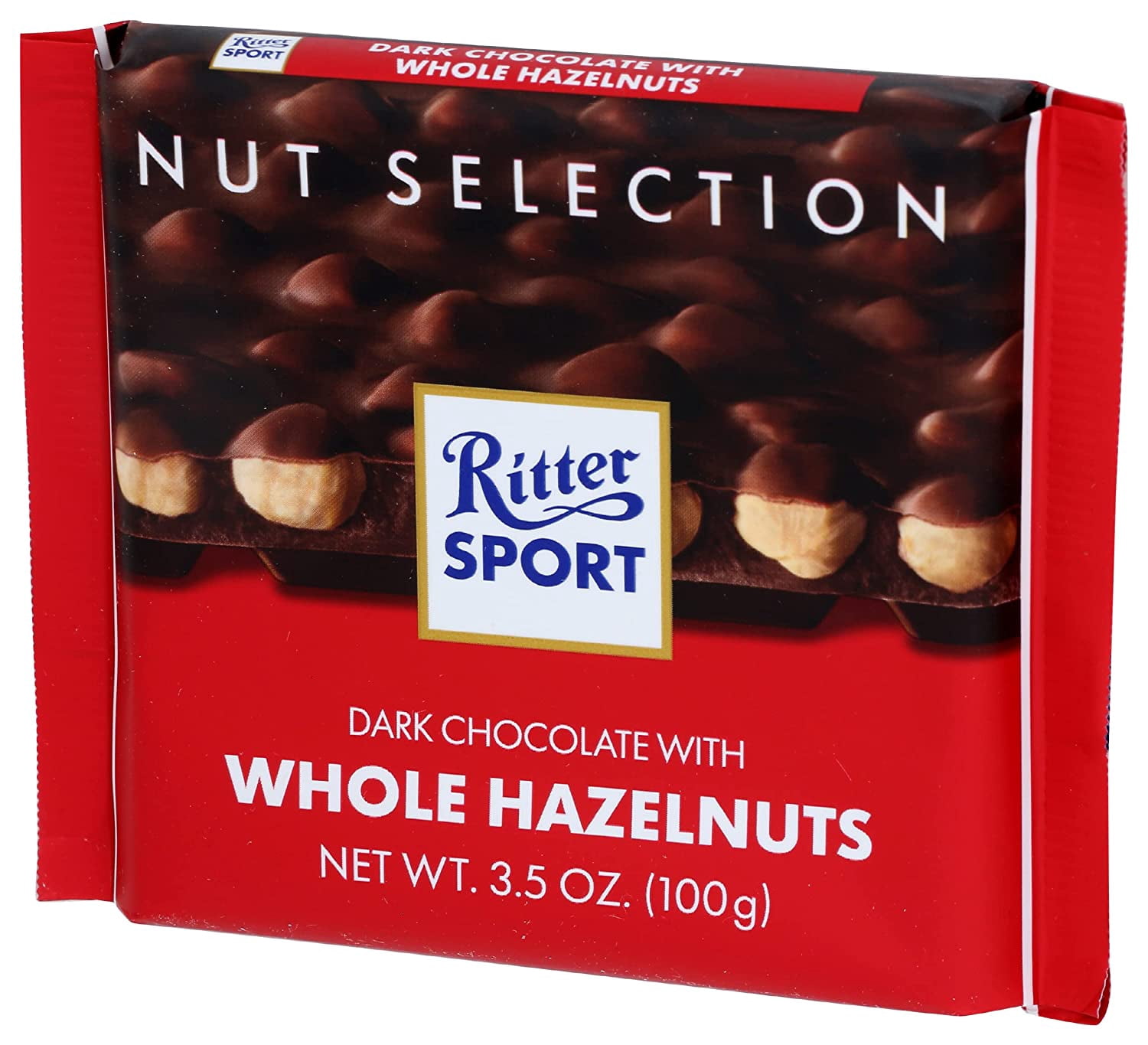 Pack of 10, Ritter Sport Dark Chocolate with Whole Hazelnuts, 3.5 oz