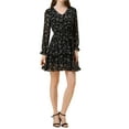 thumbnail image 2 of Allegra K Women's Floral Long Sleeve Elastic Waist Ruffle Hem Dress with Belt, 2 of 5