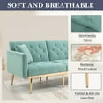 thumbnail image 2 of Velvet Upholstered Tufted Loveseats Sleeper Sofa With Rose Golden Legs Mint Green, 2 of 5