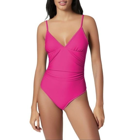 Clearance! Yajing Tankini Swimsuits for Women Women's Swimsuit Tummy V Neck Bathing Suits Xxl Pink