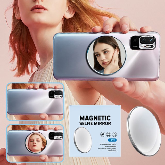 Espejo para selfies MagSafes de aleación de aluminio con succión magnética para iPhone 16, espejo convexo para cámara auxiliar.