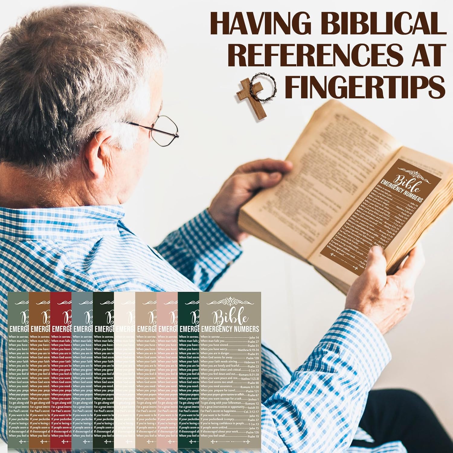100 Pcs Christian Bible Verse Emergency Numbers Bookmark Christian Church Gift 2.36 x 6'' Religious Books of The Bible Bookmark for Women Men Catholic Retreat Sunday School(Multicolor)