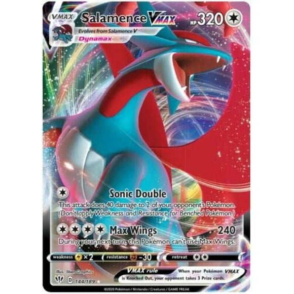 Carta Pokémon Salamence VMAX 144/189: espada y escudo ultra raros
