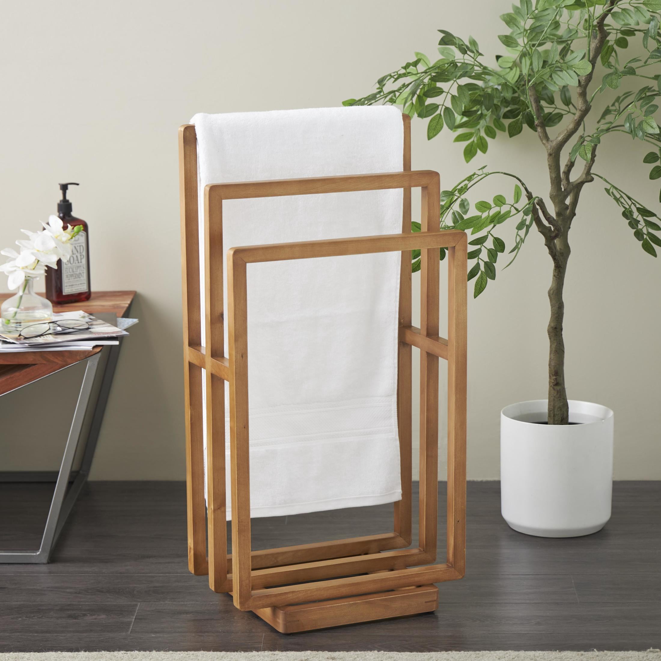 DecMode Sleek Modern Brown Wood Quilt Rack