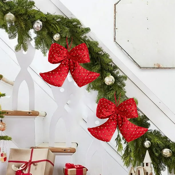 Decoración navideña, regalo, escena, lazo de terciopelo flocado, árbol de Navidad, suministros para fiestas, lazo de vestido, adornos para árbol de Navidad