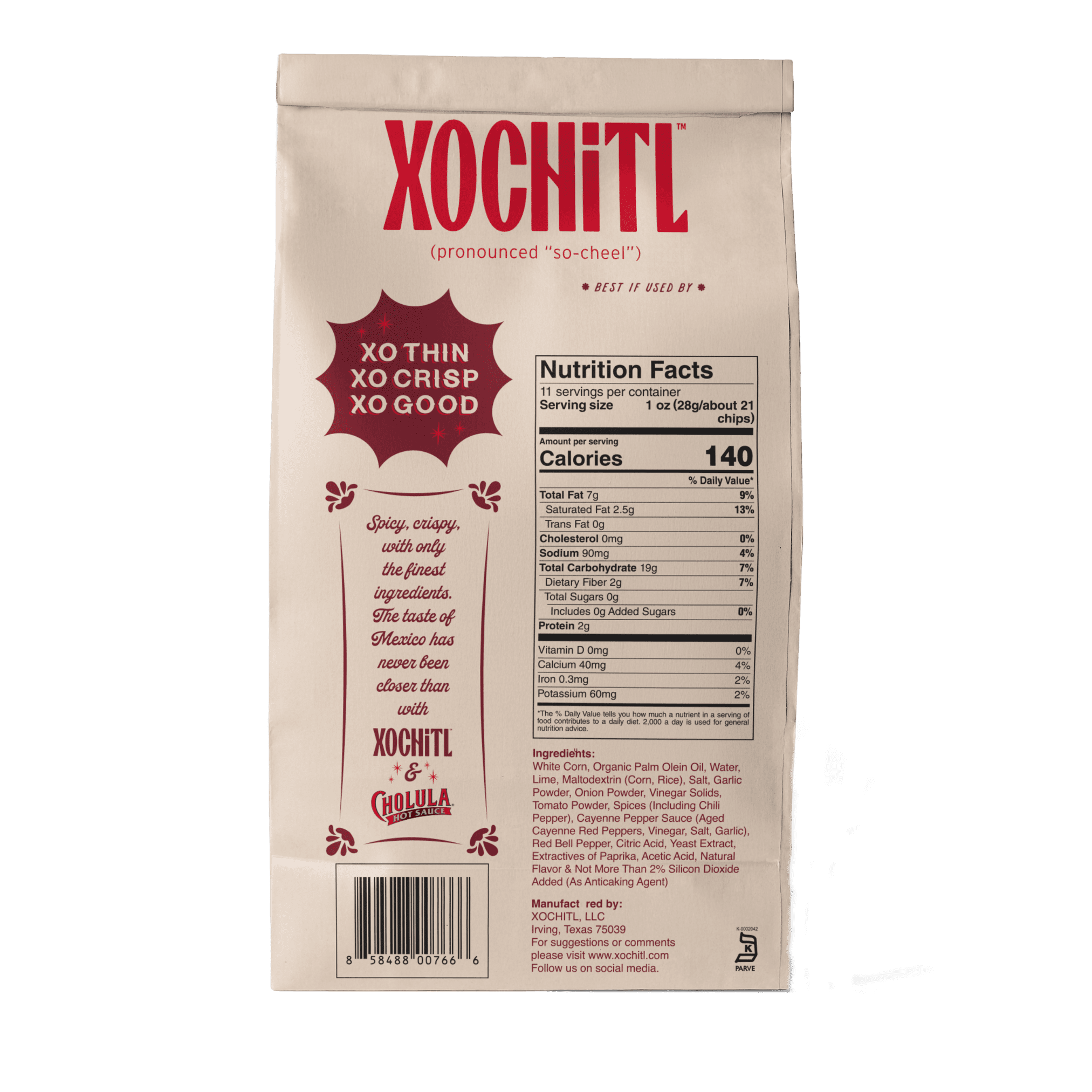 Xochitl - Cholula Corn Chips, 11 oz Paper Bag
