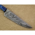 thumbnail image 3 of 10" Damascus steel blade utility carving kitchen knife, Blue scale, 3 of 6