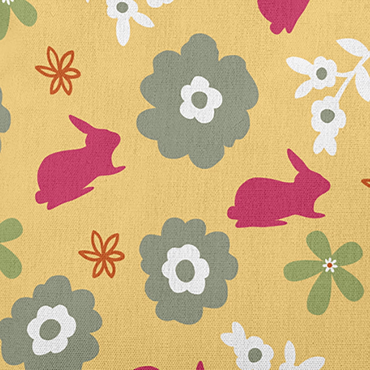 20" x 20" Simply Daisy Flowery Love Bunnies Easter Indoor/Outdoor Pillow, Daffodil Yellow-Pink Qty 1