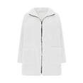 thumbnail image 5 of BiZtdJrK Womens Fuzzy Fleece Jacket Casual Zip Up Long Sleeve Winter Coat Solid Color Sherpa Warm Outwear with Pockets, White, XXXL, 5 of 7