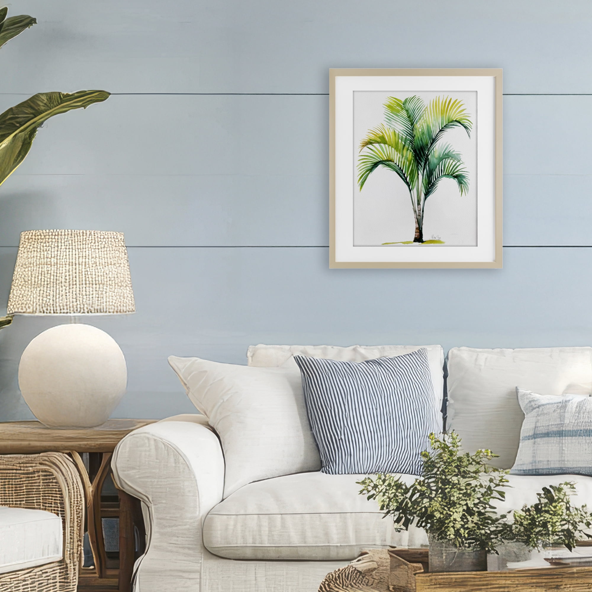 Stupell Industries Coastal Canopy Palm Tree Birch Framed Print Under Glass, design by Shelly Craig