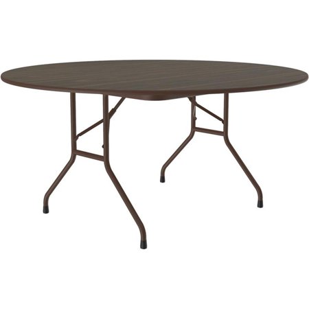Correll 60"W x 60"D Melamine Laminate Top Folding Table in Walnut
