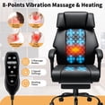 thumbnail image 6 of Hoffree Massage Heated Office Chair 500LBS Executive Office Chair with Footrest, Big and Tall Office Chair with Adjustable Headrest, Ergonomic Computer Desk Chair Reclining High Back Leather Office, 6 of 12