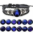 thumbnail image 4 of EOEMY Glow In The Dark Leather Braided Bracelet 12 Constellation Zodiac Sign Women Hot-Leo, 4 of 9