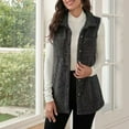 thumbnail image 6 of Women Long Fleece Vest Winter Warm Sleeveless Sherpa Jacket Casual Fuzzy Button Down Coat Outerwear with Pocket, 6 of 6