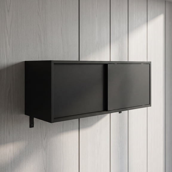 Wall Cabinet with Sliding Doors, Wall Shelf, Storage Cabinet, Bedroom, Office, Living Room, Garage - 32"W x 13" H