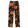 thumbnail image 4 of Yellow Fall, Autumn, & Halloween Themed Pajama Pants Pj Pants Fall Loose Fit Party Costume M, 4 of 4