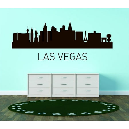 Custom City Wall Map - Custom Wall Decal Las Vegas United States Major City Geographical Map Landmark - Vinyl Wall - 15x45