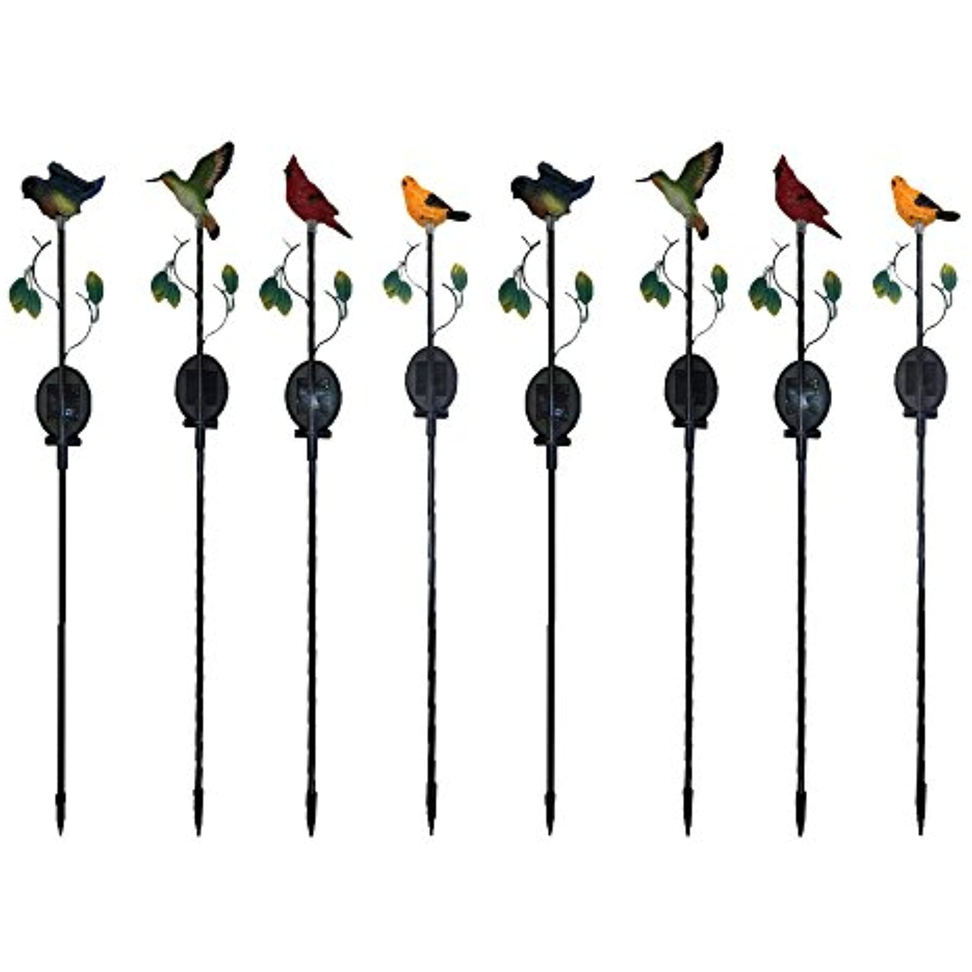 Set of 8 Bird Solar Powered 24" Garden Stake Lights Cardinal-Blue Bird