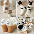 thumbnail image 2 of 2PCS Women Cute Socks Cartoon Cat Paw Winter Coral Fleece Velvet Thick Home Warm Sleep socks, 2 of 7