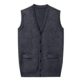 thumbnail image 4 of successthop Wool Sweaters for Men Cardigan Sleeveless V Neck Tops Button Up Knitwear Light Solid Fall Casual Clothes, 4 of 7
