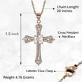 thumbnail image 6 of Cubic Zirconia Cross Necklace for Women - Stainless Steel Cz Pendant Faith Religious Jewelry - ION Plated 18k Rose Gold Cross Chain Size 20 Inches Christian Gifts, 6 of 8