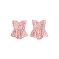 thumbnail image 2 of BemeyourBBs Newborn Baby Girl Summer Clothes Cute Infant Baby Girl Summer Outfit 0 3 6 12 18 Months Romper Dress Cotton Casual Floral Bow Print Ruffled Flying Sleeve A Line Dress Bodysuit Playsuit, 2 of 9