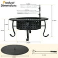 thumbnail image 3 of TLSUNNY 37" Outdoor Round Fire Pit & BBQ Grills, Wood Burning Fire Pit, w/ Swivel Cooking Grates, Lid and Fire Poker for Garden & Camping, 3 of 10