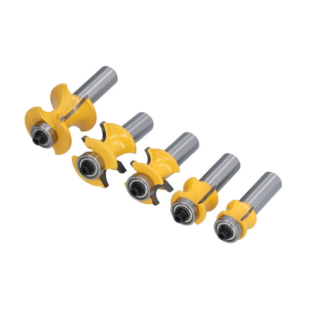 Fraise Demi-Ronde, Acier au Carbone 5Pcs Tailles Standard 1/2 In Lame en Alliage Bit Routeur pour CNC Gravure Machine