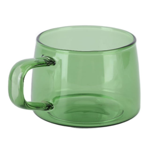 Taza de café transparente de borosilicato de 250 ml, taza de vidrio para té, agua, leche y asa, color verde