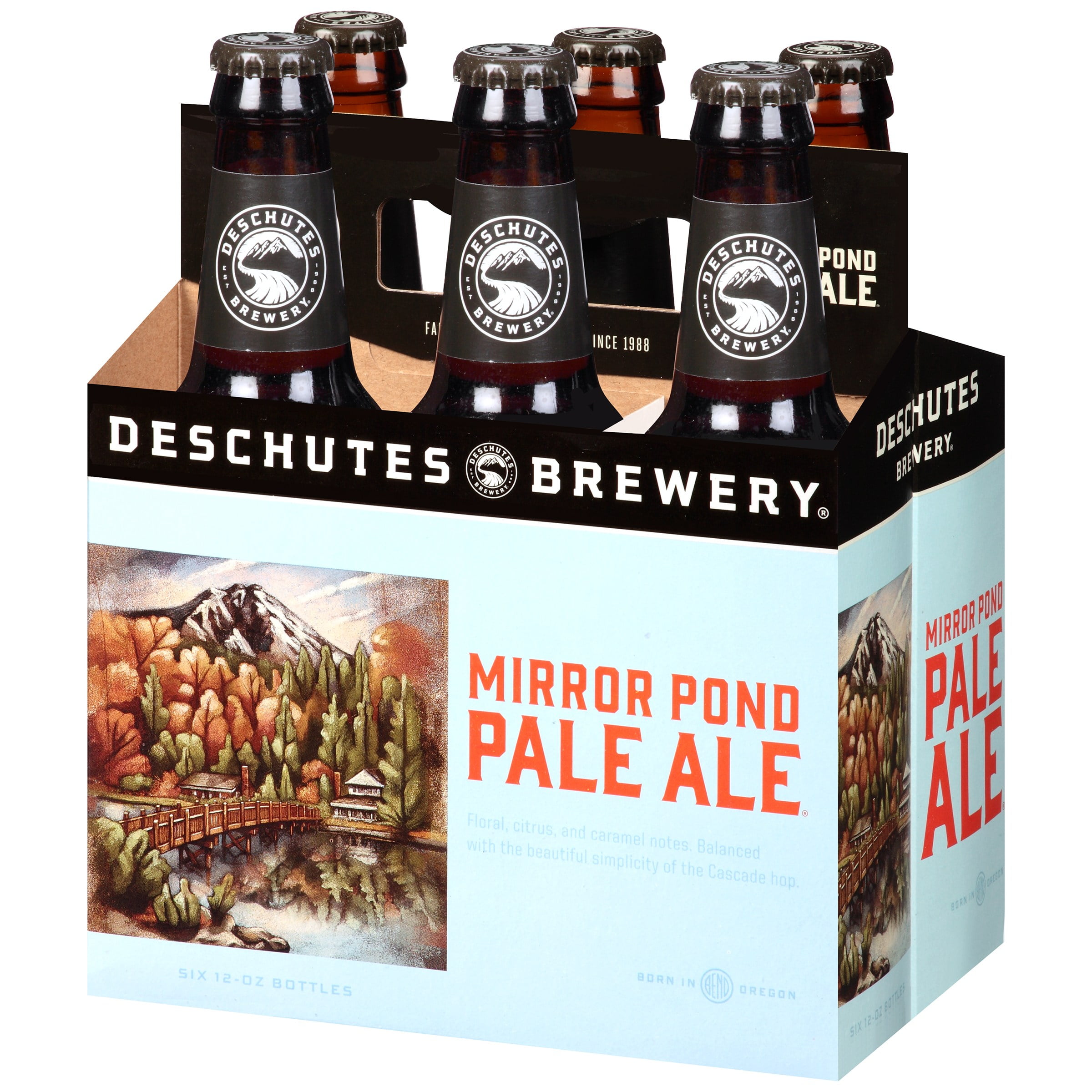 Deschutes Mirror Pond Pale Ale Craft Beer, 6 Pack, 12 fl oz Bottles, 5.0% ABV