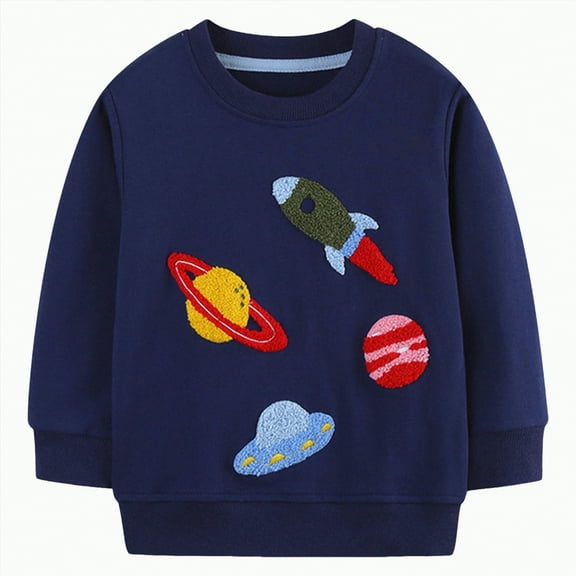 Caqnni Little Girls Boys Tunic Tops Long Sleeve Shirts Kids Fashion Crewneck tops Cute Fall Casual Pullover Sweatshirt Fall Winter Sweatshirts Long sleeved T-shirt for 6-7 Years