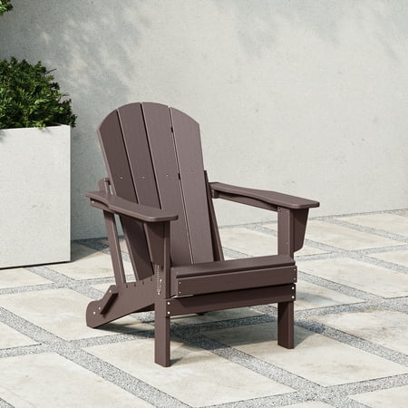 westintrends outdoor folding hdpe adirondack chair patio seat weather resistant dark brown