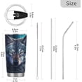 thumbnail image 3 of SKYSONIC Wolf Tumbler Stainless Steel Double Wall Vacuum Reusable Insulated Mug with Straw and Built-in Coaste for Cold and Hot Beverages, 20oz, 3 of 7