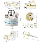 Desk Organizers and Accessories, 7 Pcs Set with 360-Degree Rotating Pen Holder, Stapler, Tape Holder, Staple Remover, Binder/Paper Clips Kit, Scissor and 1 Box of Staples