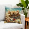 thumbnail image 5 of Uutvery Cute Animal Print Pillow Cover， Linen Fabric Sofa Cushion with Zipper， 45x45cm Washable Decorative Throw Pillow， for Living Room Bedroom Decor, 5 of 6