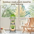 thumbnail image 7 of 3 Tier Black Metal Plant Stand for Multiple Large Planters Indoor Outdoor Organizer, Heavy Duty Tall Flower Stand for Corner Patio Bathroom Office, Modern Sturdy Vertical Iron Rack, Cat Proof, 7 of 7