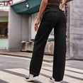 thumbnail image 5 of VBARHMQRT 70S Pants for Women Casual High Waisted Cargo Pants Wide Leg Casual Denim Trousers Multi Pocket Cargo Jeans Womens Slacks for Work Business Casual Tall Women's Pants with Pockets Black, 5 of 7