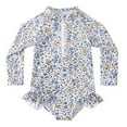thumbnail image 3 of Hienoo Toddler Girls Floral Long Sleeve One Piece Swimsuit Quick Dry Bathing Suit Swimwear, 3 of 6