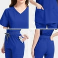 thumbnail image 4 of Oplxuo Scrubs for Women Sets - Short Sleeve V-Neck Scrub_Tops & Straight Pants Stretch Nurse Uniform Workwear with Pockets, 4 of 4