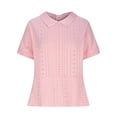 thumbnail image 4 of Blouse Décontractée Ample pour Femmes Polyester Manches Courtes avec Dentelle pour Printemps Été Automne, 4 of 5