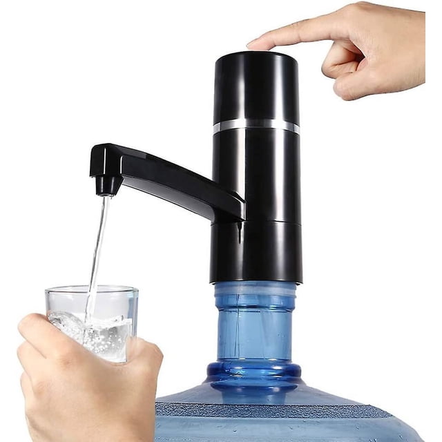 Bomba de agua eléctrica portátil negra, bomba de agua universal inalámbrica recargable por USB, dispensador de agua automático, bomba de vasos con filtro para oficina
