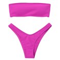 thumbnail image 1 of Traje de baño sexy con espalda abierta, diseño dividido, conjunto de bikini de playa de color sólido con efecto push up de verano, 1 of 8