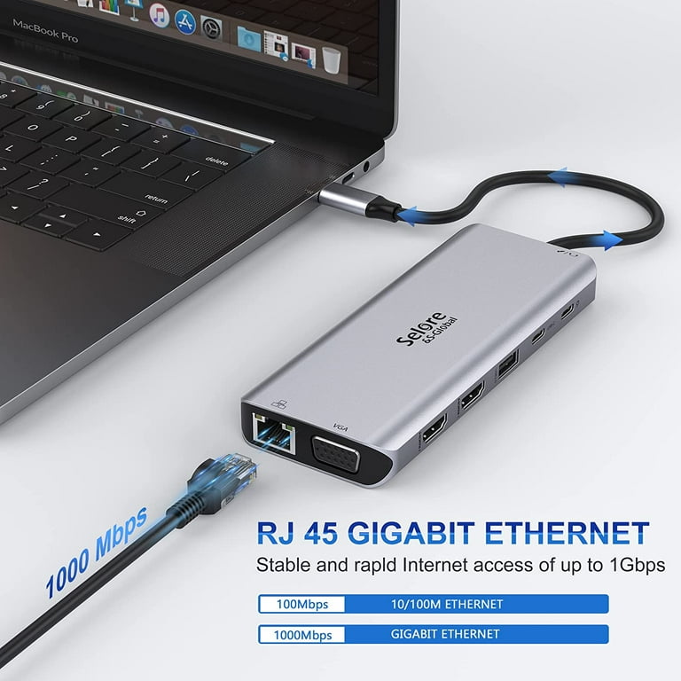 USB C Laptop Docking Station HDMI VGA USB PD LAN RJ45 SD Hub