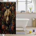 thumbnail image 3 of Manfei Modern Farmhouse Bear Shower Curtain 72Wx78L, Western Flower Bath Curtain, Dark Brown, 3 of 5