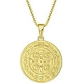 thumbnail image 3 of FJ 18k Gold Plated St Benedict Necklace 925 Sterling Silver Patron Saint Benedict Medal Pendant Amulet Protection Religious Jewelry for Men Women, 3 of 7
